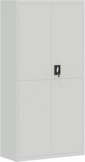 Berkfield Home Steel File Cabinet in Light Grey with Hinged Doors and Lock, W/D/H: 90 x 40 x 180 cm