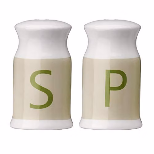 Orsina Ceramic Parsley Salt and Pepper Set in Green and White