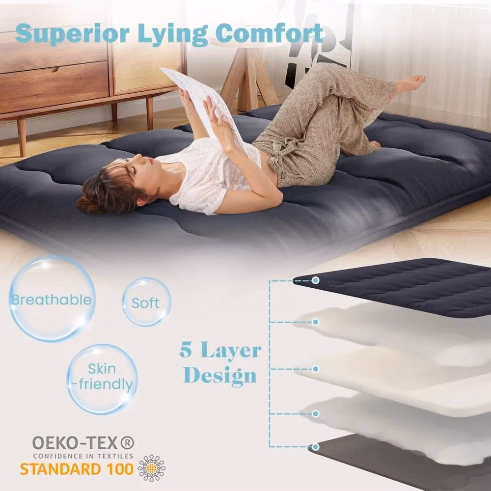 Kelvenix Single Floor Futon Mattress, Black, W: 120 cm, D: 190 cm, H: 10 cm – 5