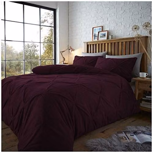 GC Gaveno Cavailia Luxury Super Soft Teddy Bear Pintuck Duvet and Pillowcase Set, Purple, Single Size, W/D/H: 90 x 200 cm – 1