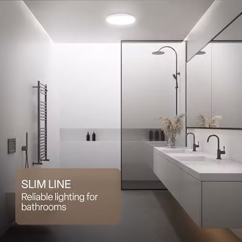 B.K.Licht White LED Slim Panel Ceiling Light, 16W, 1900lm, 4000K Neutral White, IP44 Splash-Proof, W/D/H: 24 x 30 x 3 cm – 4