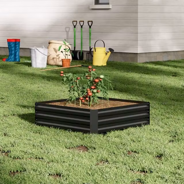 Breeins Rectangular Metal Raised Garden Bed in Black, W: 100 cm, H: 30 cm, D: 30 cm