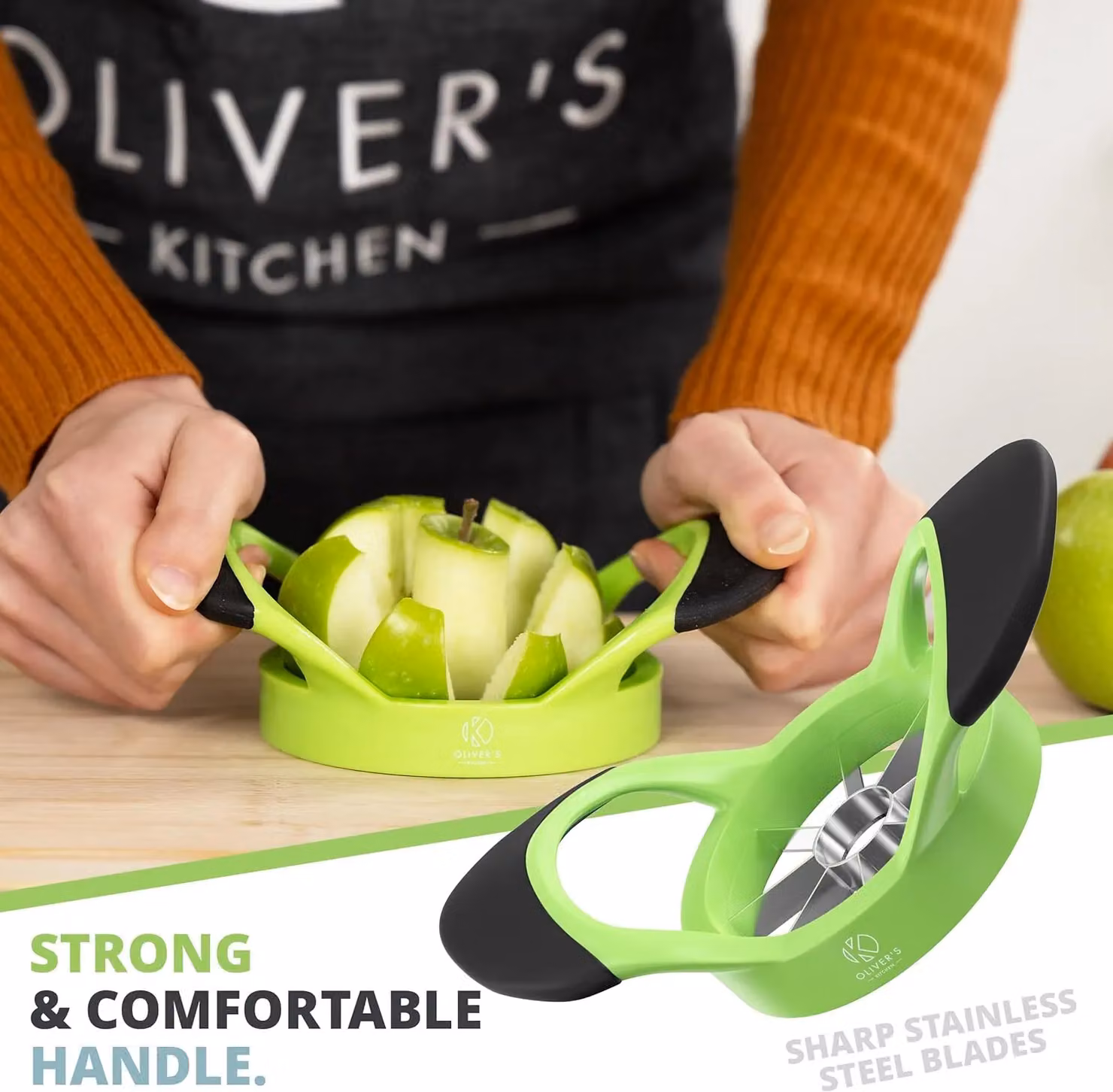 Oliver's Kitchen Round Apple Corer and Slicer in Green – 5