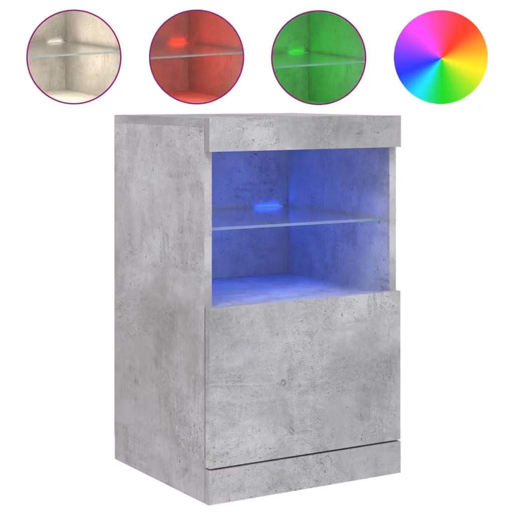 Berkfield Home Modern Sideboard with Integrated LED Lights in Concrete Grey, W/D/H: 41 x 37 x 67 cm – 2