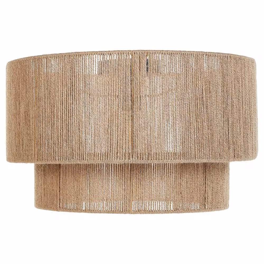 Wyld and Coco Adjustable Pendant Ceiling Lamp with Natural Jute Shade and Black Iron Base – 2