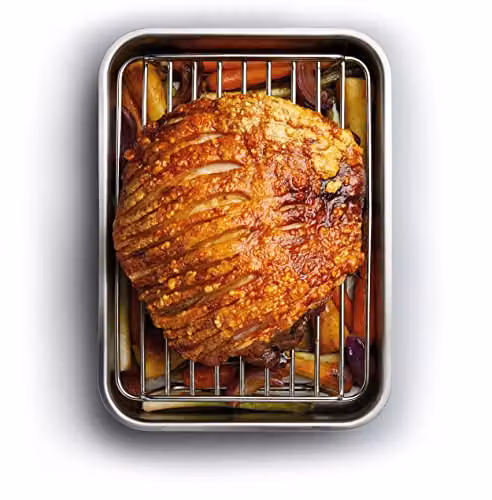 MasterClass Stainless Steel Rectangular Roasting Rack, Silver, W: 32 cm, D: 23.5 cm, H: 8 cm – 1