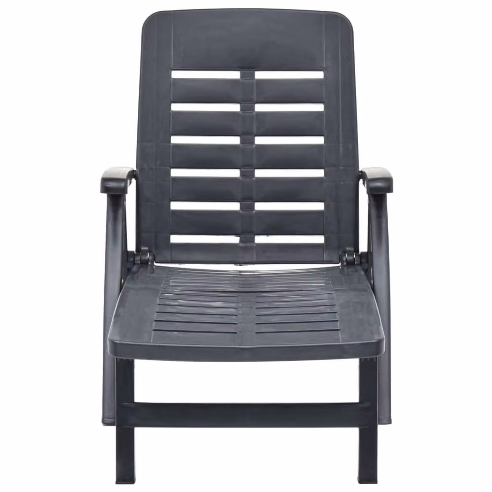 Berkfield Home Comfortable Folding Sun Lounger in Anthracite Grey Plastic – 3