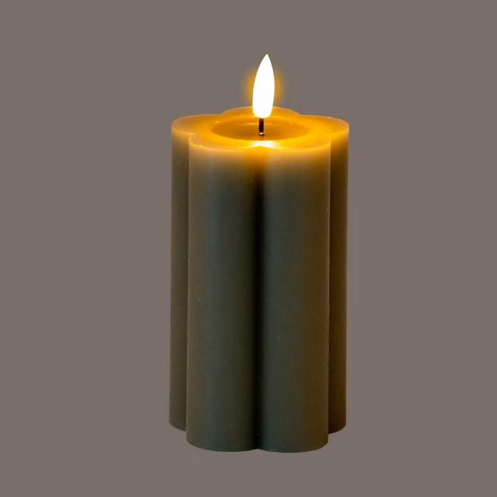 Lemon Pavilion Natural Glow Pillar LED Candle, Grey, H x W x D: 12 x 7 x 7 cm – 2