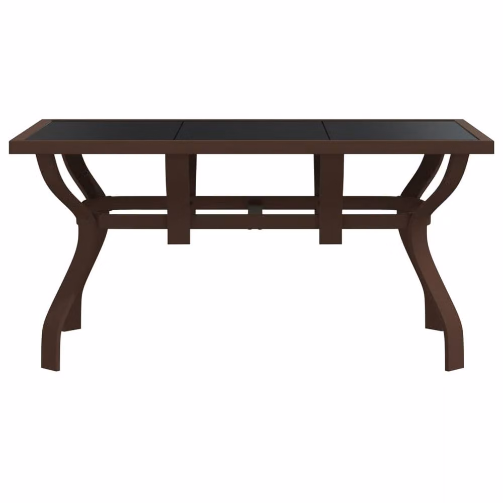 Berkfield Home Rectangular Drop Leaf Garden Table in Brown and Black with Steel and Glass, W: 140 cm, D: 70 cm, H: 70 cm – 3