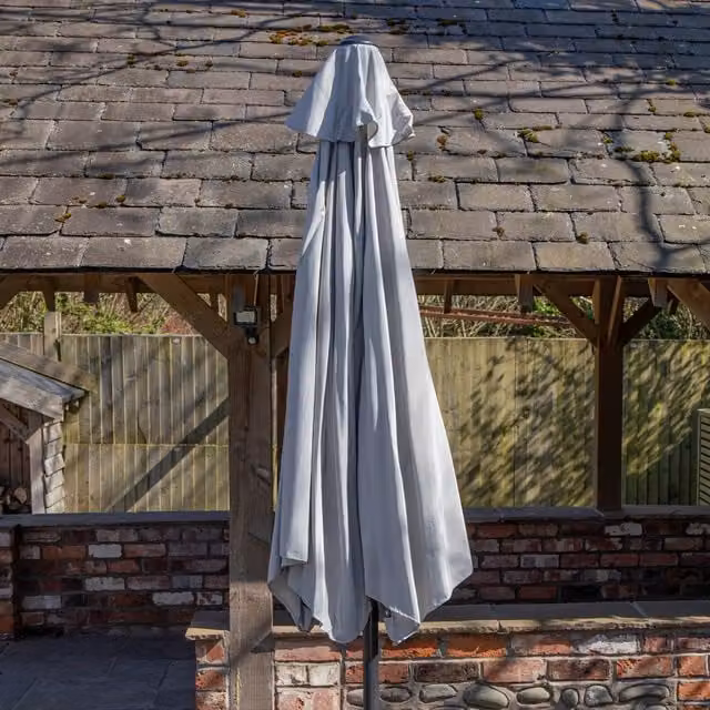 Samuel Alexander Grey Wind Up Garden Parasol with Aluminium Shaft, W/D/H: 270 x 240 cm