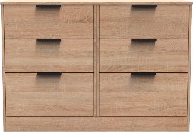 Ready Assembled 2 U Denver 6 Drawer Wide Chest in Light Oak