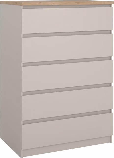 Furniture To Go Naia 5 Drawer Chest in Cashmere Jackson Hickory Beige