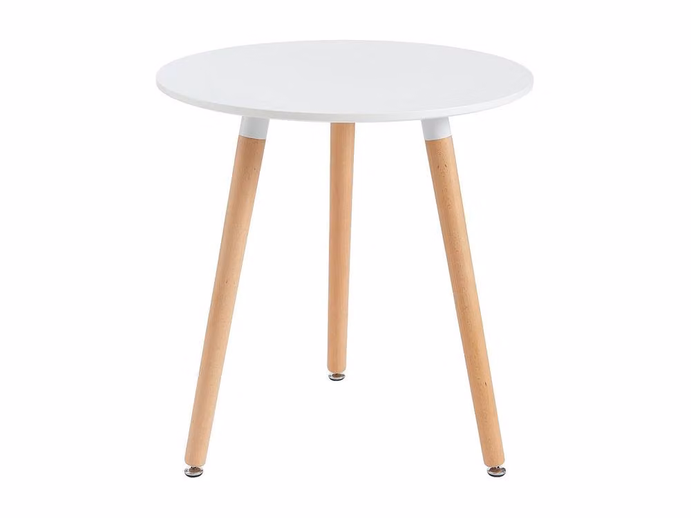 ROLENA Round 2-Seat Dining Table in White MDF and Beech Wood, W/D/H: 70 x 70 x 73 cm – 2