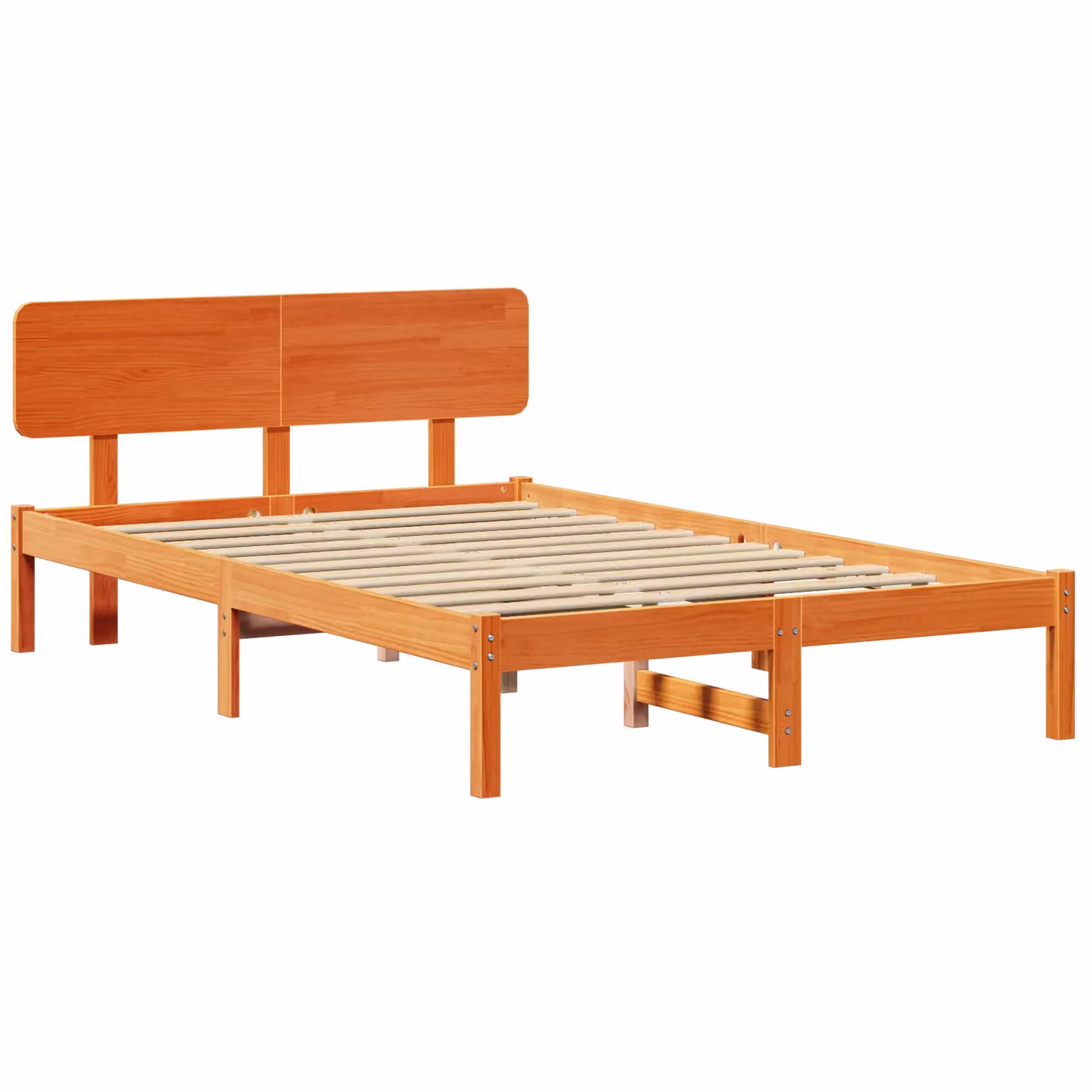 Berkfield Home Solid Pine Wood Bed Frame with Headboard in Wax Brown, 120 x 200 cm – 2