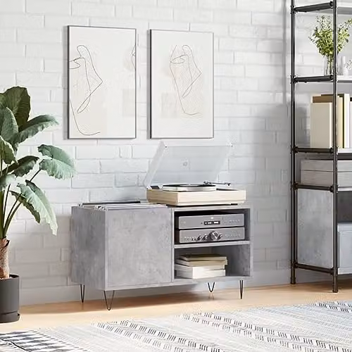 vidaXL Industrial Record Cabinet in Grey, Made of MDF, Metal and Wood – 2