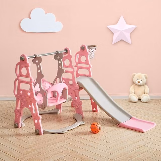 Neo Childrens Playset with Swing and Slide in Pink