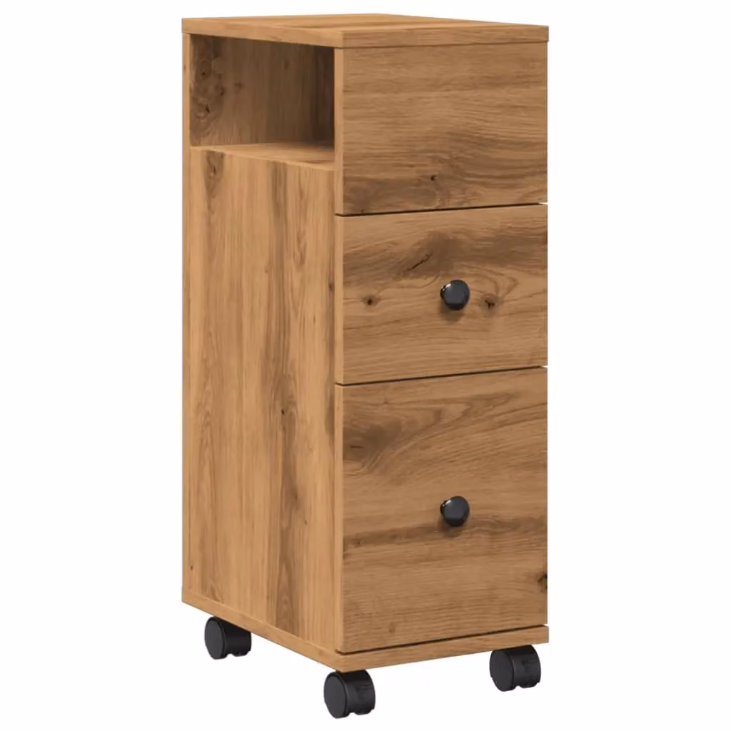Berkfield Home Narrow Freestanding Bathroom Cabinet with Wheels in Artisan Oak Brown – 2