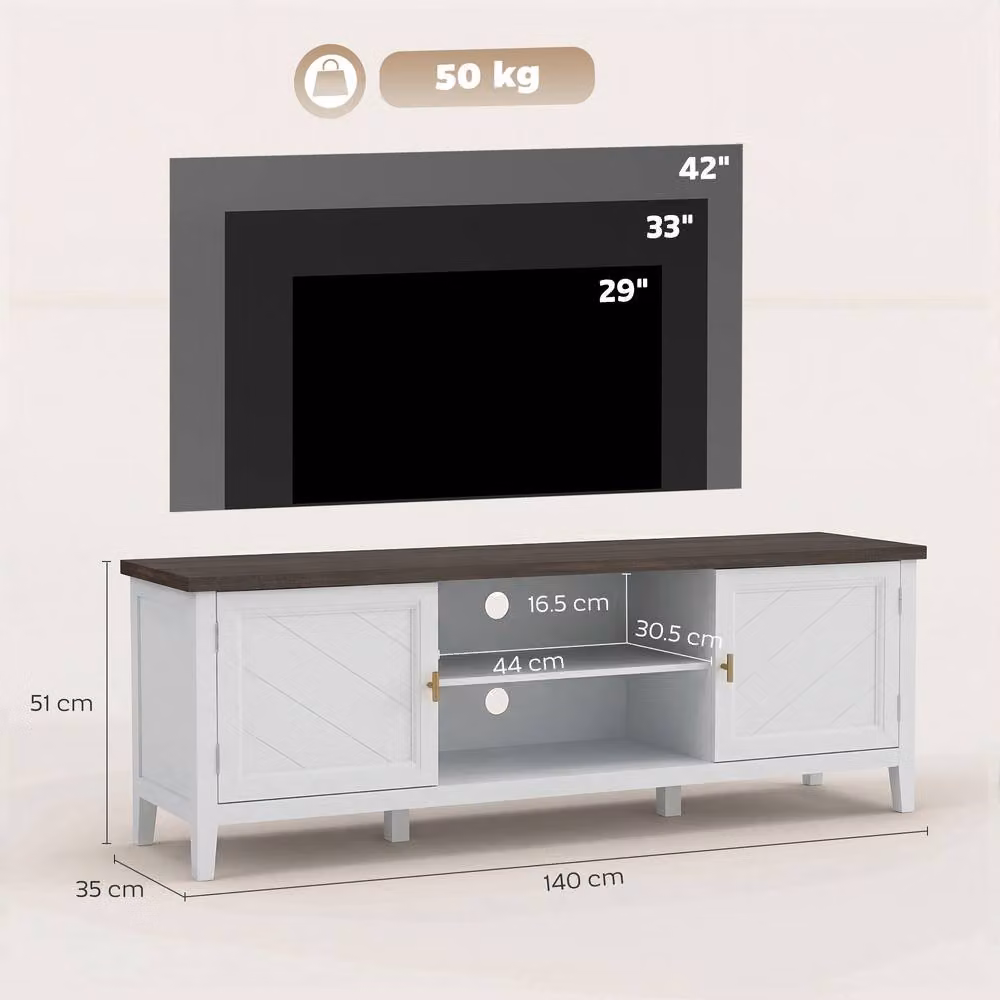 STILVORA White Lacquered MDF TV Unit with Storage for TVs up to 42 inch – 2