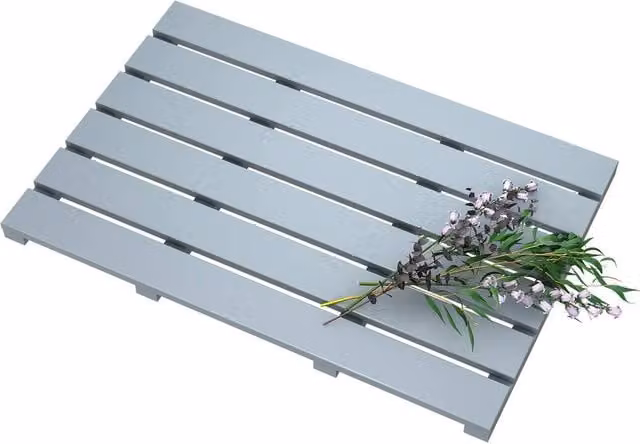 MANTRARAJ Bamboo Duckboard Bath Mat in Grey with Non-Slip and Quick-Drying Features