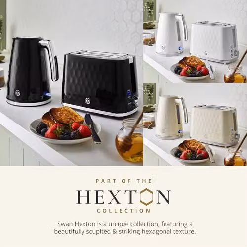 Swan Hexton Variable Width 2 Slice Toaster, 900W, Black with Chrome Accents, ST19037BLK – 5