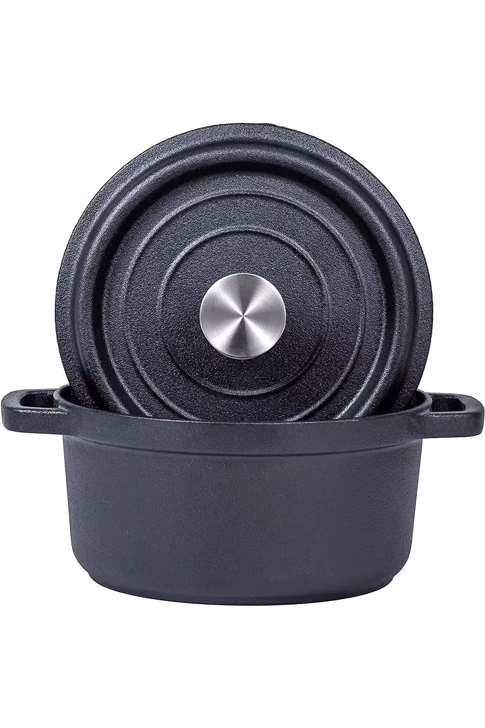 Living and Home 2.5L Cast Iron Dutch Oven with Lid, Black, Diameter: 20 cm – 4