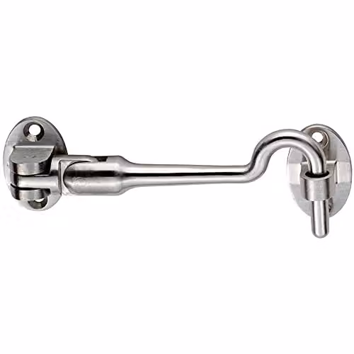 Loops Silent Pattern Cabin Hook and Eye in Brushed Satin Stainless Steel, Silver, 100mm Arm