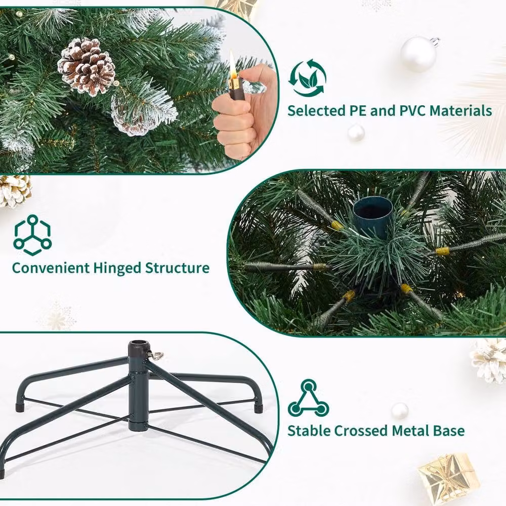 London Boutique 6ft Pre-Lit Artificial Pencil Spruce Christmas Tree in Green – 4