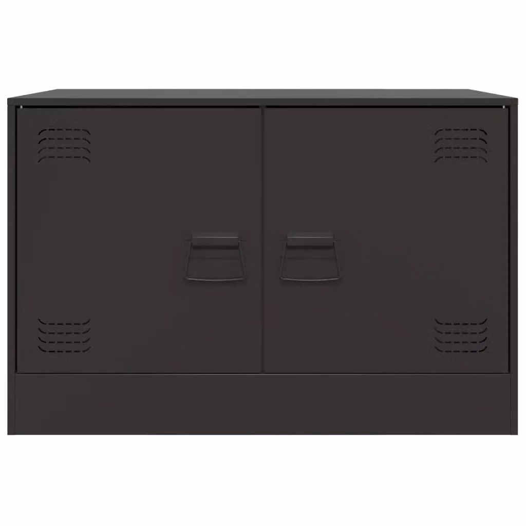 Berkfield Home Set of 2 Black Matt Metal TV Cabinets, W: 67 cm, D: 39 cm, H: 44 cm – 4