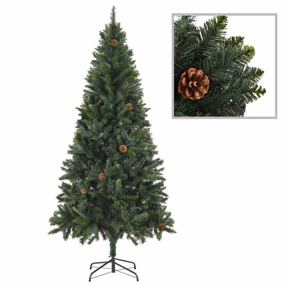 Berkfield Home Pre-lit Artificial Christmas Tree with Pine Cones, Green, Height: 210 cm – 2