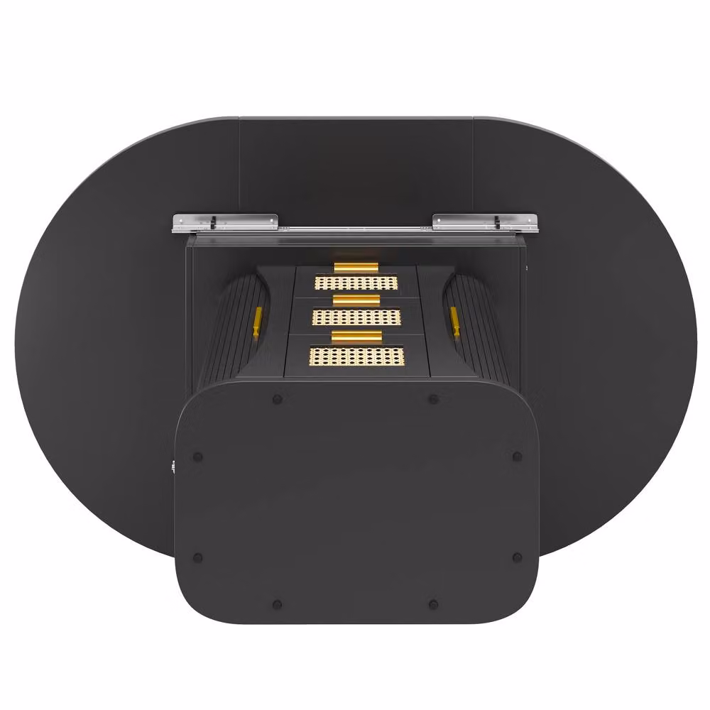 Merax Extendable Round to Oval Wooden Dining Table with 2 Rattan Drawers in Black, W: 118 cm, D: 77.1 cm, H: 75 cm – 7