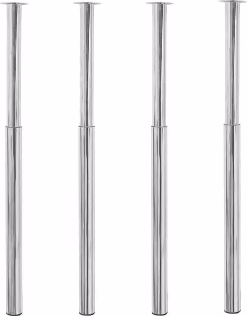 Berkfield Home Telescopic Metal Table Legs, 4 Piece Set, Silver Chrome, Height: 710 mm - 1100 mm