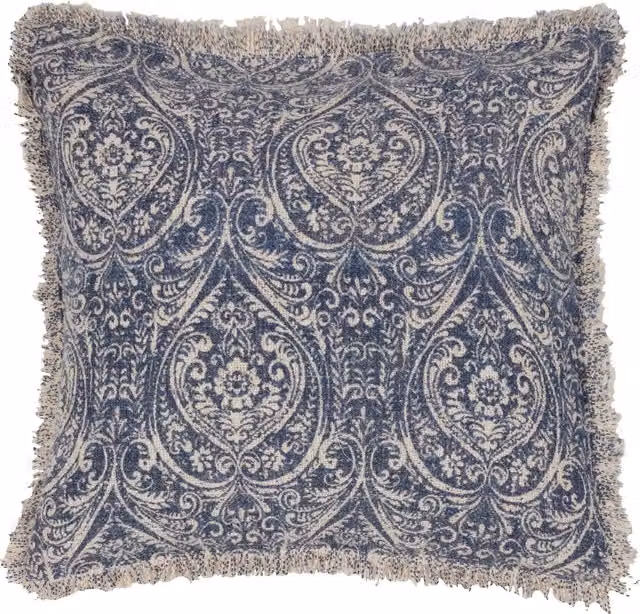 Make it a Home Blue Floral Cotton Square Damask Cushion