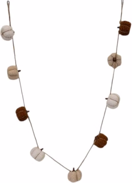 Four Candle Boucle Pumpkin Garland in White, Beige and Brown, 150 cm