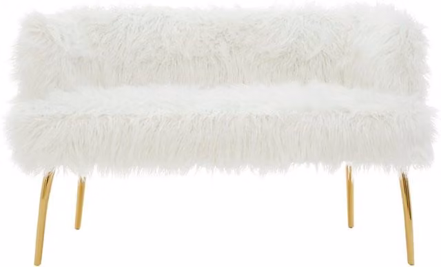 Fifty Five South Orsina 2 Seater Faux Fur Effect Sofa in White with Gold Metal Legs – 1