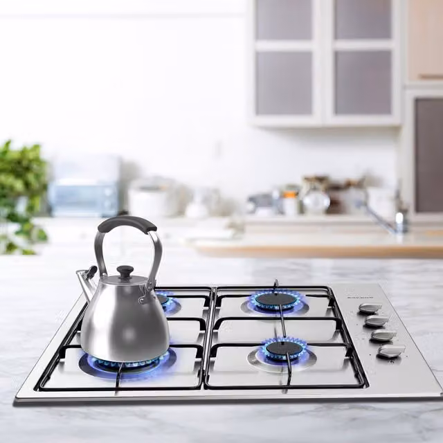 AREBOS Silver Stainless Steel Gas Hob with Grates