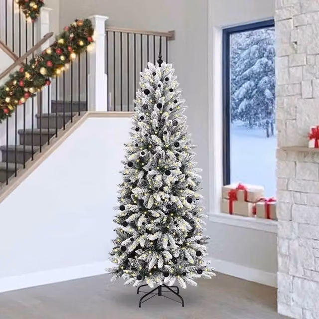 Berkfield Home Artificial Christmas Tree with 300 White LEDs, W/D/H: 93 x 93 x 240 cm – 1
