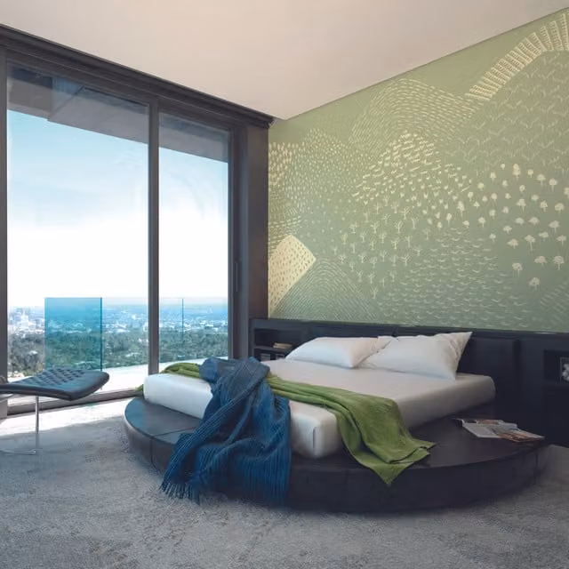 Origin Murals Abstract Fields Modern Wall Mural in Green