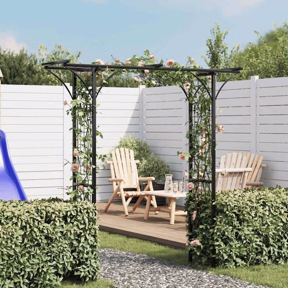 Berkfield Home Metal Garden Arch in Black, W/D/H: 200 x 52 x 204 cm – 2