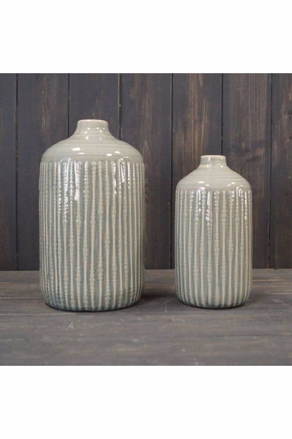 KDMD Rustic Ceramic Indented Floral Flower Vase in Green – 2