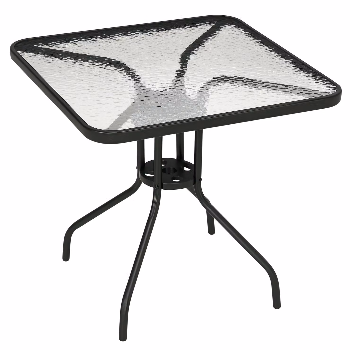 OUTSUNNY Square Glass Top Patio Dining Table in Black, W/D: 76 x 76 cm – 2