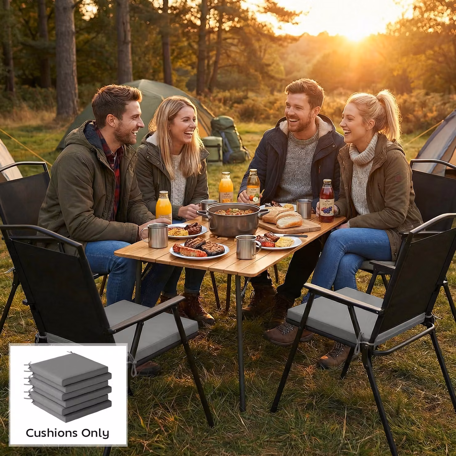 Outsunny Set of 6 Water Repellent Outdoor Seat Cushions in Dark Grey with Machine Washable Polyester Covers – 6