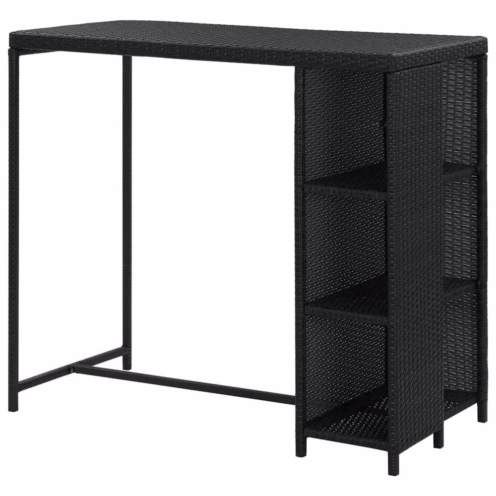 Berkfield Home Bar Table with Storage Rack in Black Poly Rattan, W/D/H: 120 x 60 x 110 cm – 3