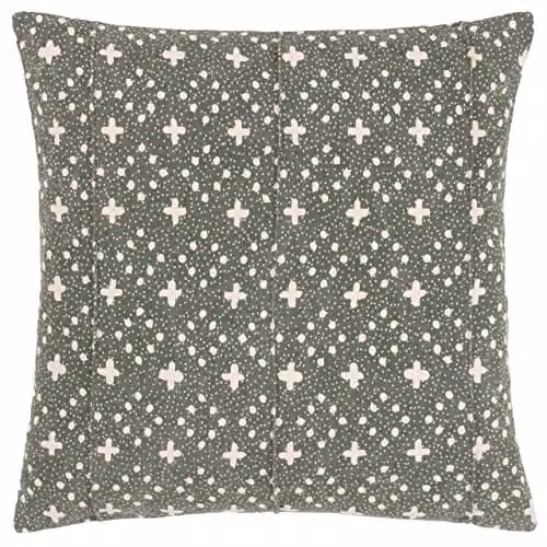 Riva Home Square Green Cotton and Polyester Filled Cushion, 50 x 50 cm