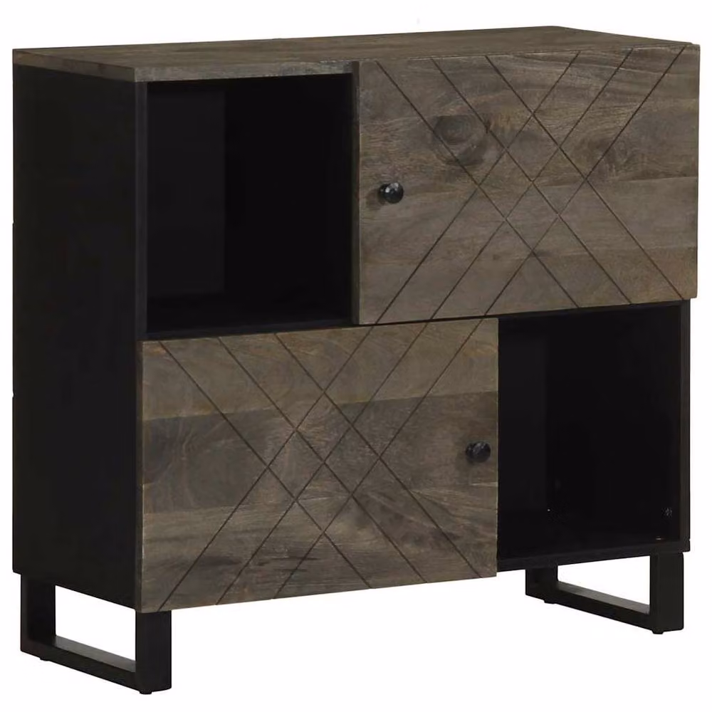 Berkfield Home Black Mango Wood Sideboard W/D/H: 80 x 33 x 75 cm – 2