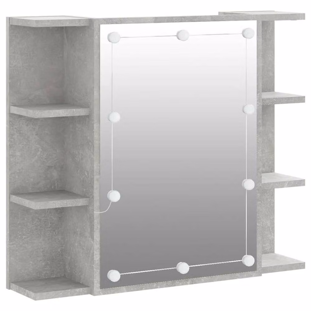 Berkfield Home Modern Mirror Cabinet with Integrated LED Lighting in Concrete Grey, W/D/H: 70 x 16.5 x 60 cm – 2