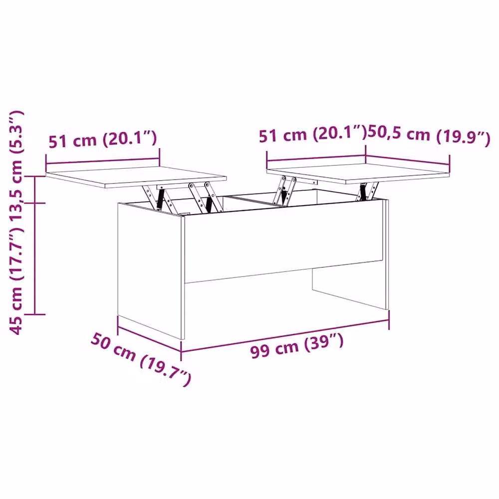 Berkfield Home Modern Black Coffee Table with Lift Mechanism, W/D/H: 102 x 50.5 x 46.5 cm – 5