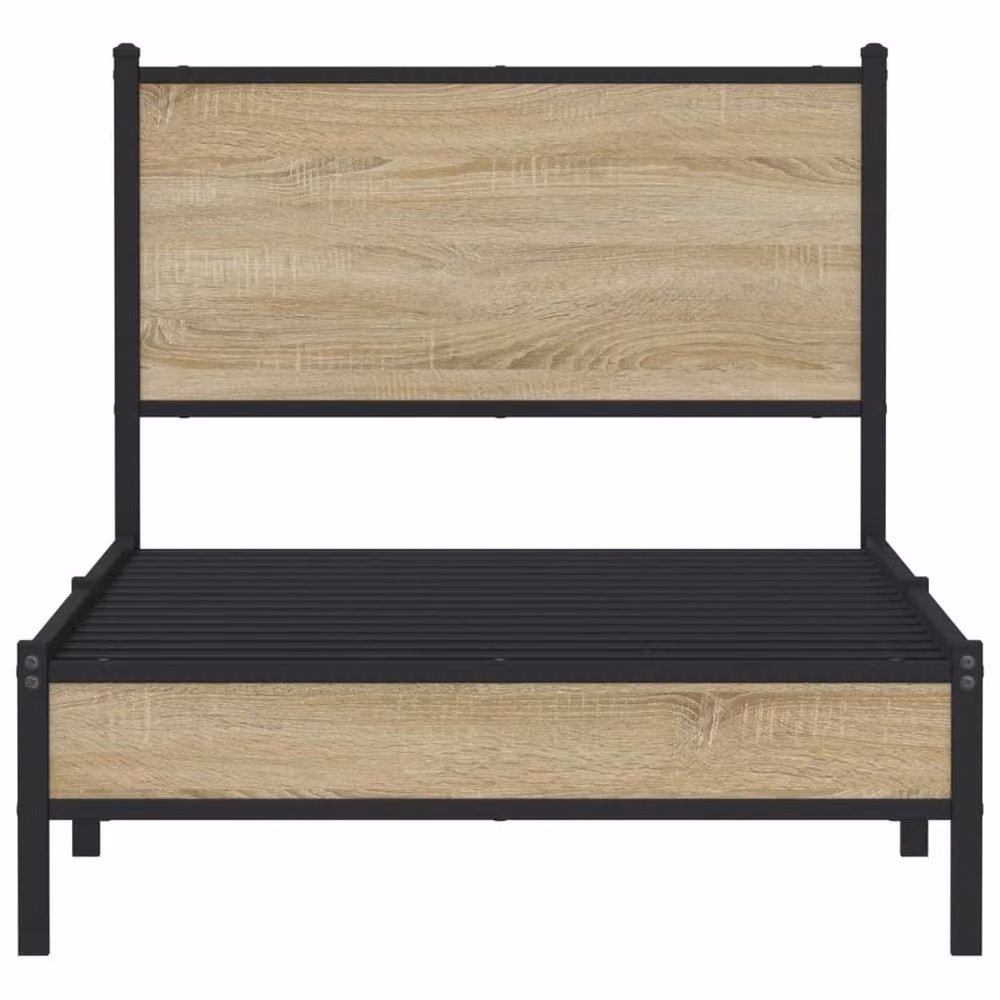 Berkfield Home Metal Bed Frame in Sonoma Oak Brown, W/D/H: 90 x 200 cm – 3