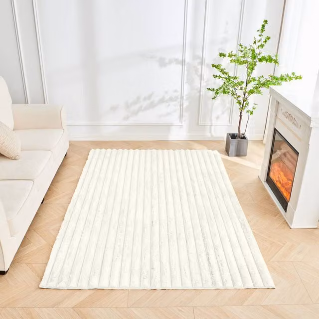 GAVENO CAVAILIA Shum Faux Fur Rug in Beige and White, W/D: 120 x 170 cm