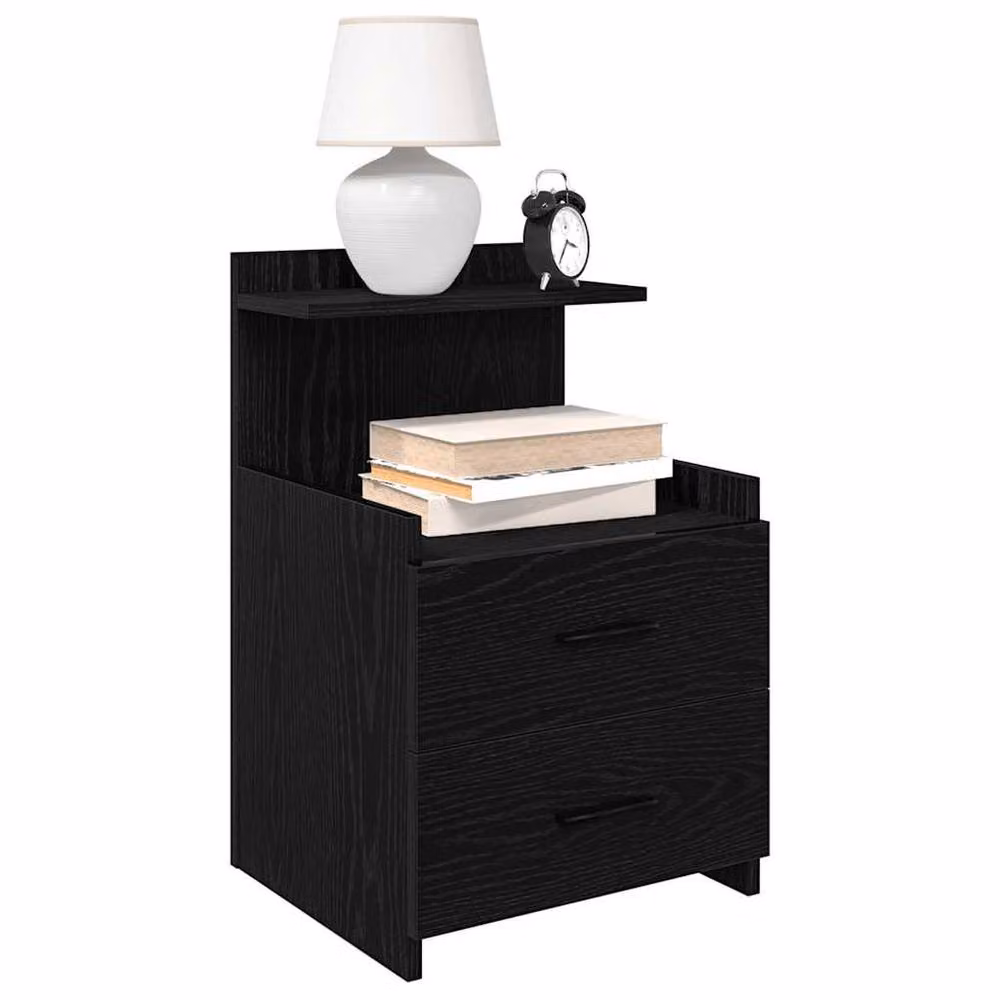 Berkfield Home Set of 2 Durable Black Bedside Cabinets with 2 Drawers, W/D/H: 40 x 36.5 x 62 cm – 1