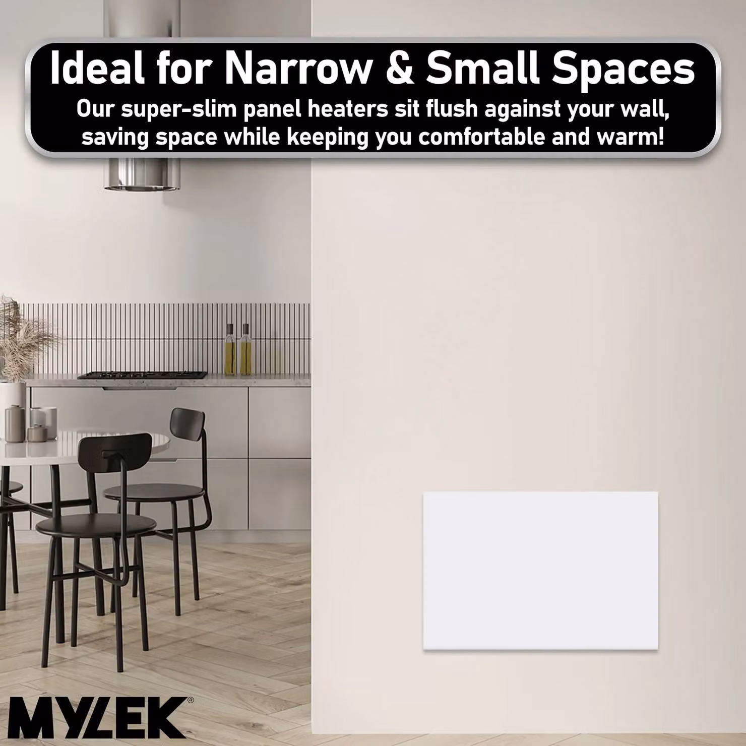 MYLEK Ultra Slim 1.2kW Electric Panel Convector Heater with 24/7 Timer and Thermostat, White – 4